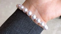 Takaramonobr 7.5-8.0 Mm Near Gem White Akoya Pearl Bracelet & Diamond In 18K Gold Clasp Akoya Pearls