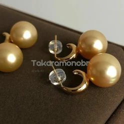 Takaramonobr 10.0-11.0 Mm Golden South Sea Pearl Earrings Mounted On 18-Karat Yellow Gold