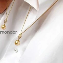 Takaramonobr 13.0-14.0 Mm Golden South Sea Pearl & Diamond Love Elegance Giant Pendant In 18-Karat Yellow Gold Golden South Sea Pearls