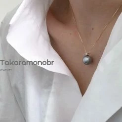 Takaramonobr Forever Elegant 10.0-11.0 Mm Tahitian Silver Blue Pearl & Diamond Stud Earrings/Pendant In 18K Gold Blue Pearls