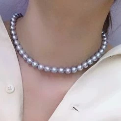 Takaramonobr BLUE-ROSE | 8.5-9.0 Mm Japanese Natural Silver-Blue Akoya Pearl Necklace - PSL Certificate Akoya Pearls
