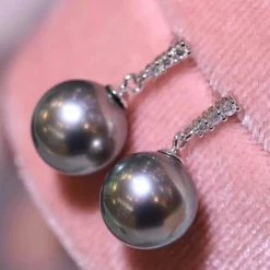 Takaramonobr Enchantment 10.0-11.0 Mm Black Tahitian Pearl Earrings In 18K Gold With Diamonds