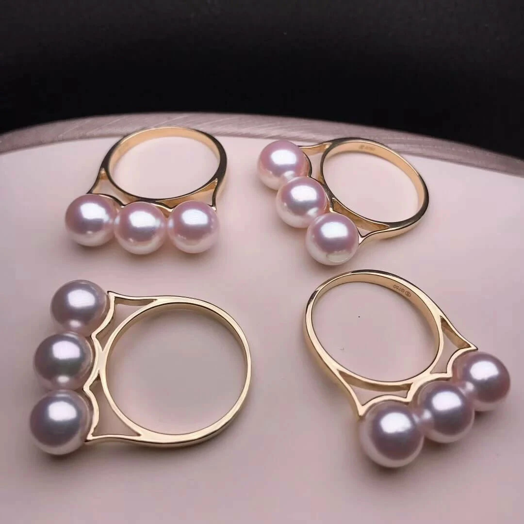 Cheap 🎁 Takaramonobr Akoya Pearls Tri-Pearl 7.5-8.0 Mm Japanese Cultured Akoya Pearl Ring Mounted On 18K Gold ✨ 7 Takaramonobr Akoya Pearls Tri-Pearl 7.5-8.0 Mm Japanese Cultured Akoya Pearl Ring Mounted On 18K Gold