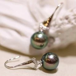 Hot Sale ⌛ Takaramonobr 8.0-9.0 Mm Tahitian Black Pearl Stiletto Diamonds Pearl Earrings ✔️ 9 Takaramonobr 8.0-9.0 Mm Tahitian Black Pearl Stiletto Diamonds Pearl Earrings