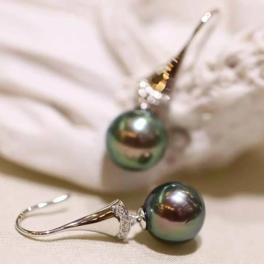 Hot Sale ⌛ Takaramonobr 8.0-9.0 Mm Tahitian Black Pearl Stiletto Diamonds Pearl Earrings ✔️ 5 Takaramonobr 8.0-9.0 Mm Tahitian Black Pearl Stiletto Diamonds Pearl Earrings
