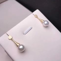 Takaramonobr 7.0-7.5 Mm AAA White Akoya Round Pearl Earrings In 18-Karat Yellow Gold Akoya Pearls