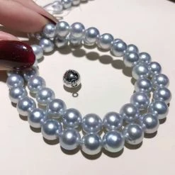 Takaramonobr Akoya Pearls 8.5-9.0 Mm Silver Blue Akoya Pearl Necklace 16