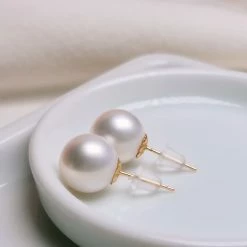 Takaramonobr 9.0-10.0 Mm White Freshadama Freshwater Pearl Stud Earrings
