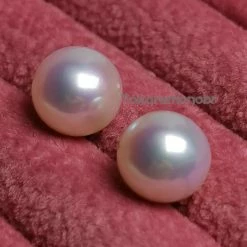 Takaramonobr 8-8.5mm Round Freshadama White Freshwater Pearl Earrings