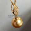 Takaramonobr 13.0-14.0 Mm Golden South Sea Pearl & Diamond Love Elegance Giant Pendant In 18-Karat Yellow Gold Golden South Sea Pearls