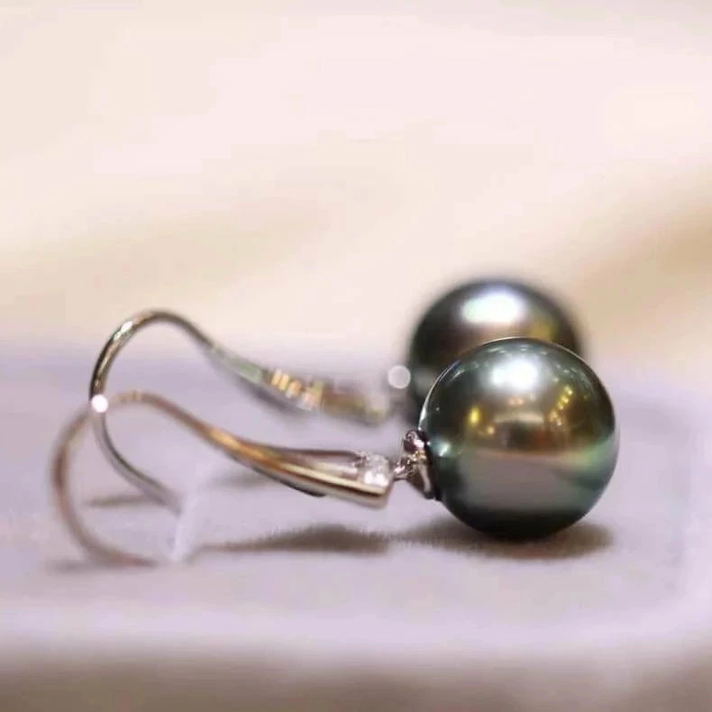 Hot Sale ⌛ Takaramonobr 8.0-9.0 Mm Tahitian Black Pearl Stiletto Diamonds Pearl Earrings ✔️ 6 Takaramonobr 8.0-9.0 Mm Tahitian Black Pearl Stiletto Diamonds Pearl Earrings